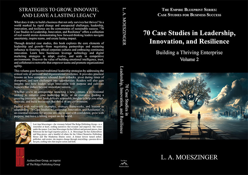 Book cover image of “70 Case Studies in Leadership, Innovation, and Resilience” featuring title and artistic design.