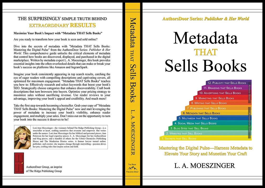 Full cover of “Metadata That Sells Books” featuring author L. A. Moeszinger.