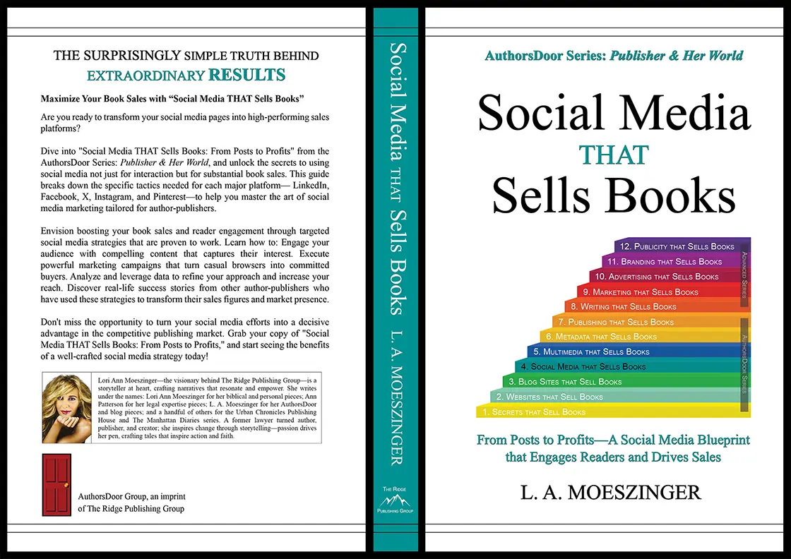 Full cover of “Social Media That Sells Books” featuring author L. A. Moeszinger.