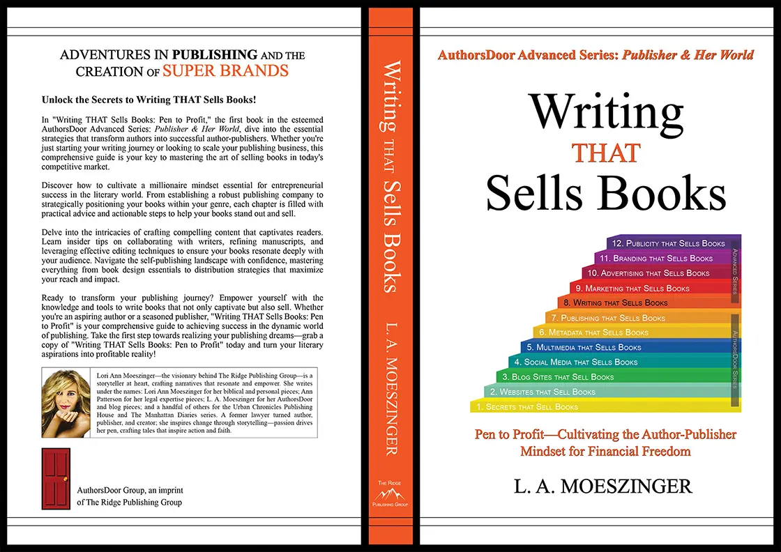 Full cover of “Writing That Sells Books” featuring author L. A. Moeszinger.