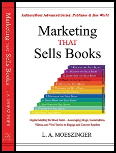 Book cover image of “Marketing that Sells Books” featuring title and artistic design elements.