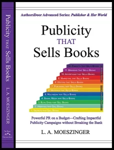 Book cover image of “Publicity that Sells Books” featuring title and artistic design elements.