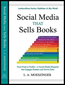 Book cover image of “Social Media that Sells Books” featuring title and artistic design elements.